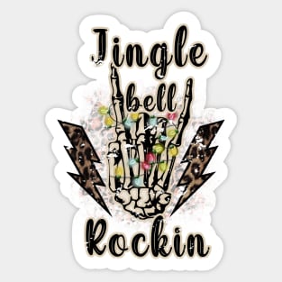 Jingle Bell Rockin' Christmas Skeleton Dark Humor Sticker
